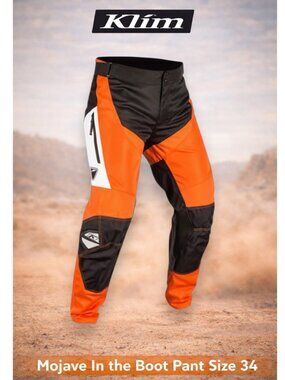 Klim Mojave Boot Pant ITB Off-Road Pants Orange Black Size 34R Mesh Vent